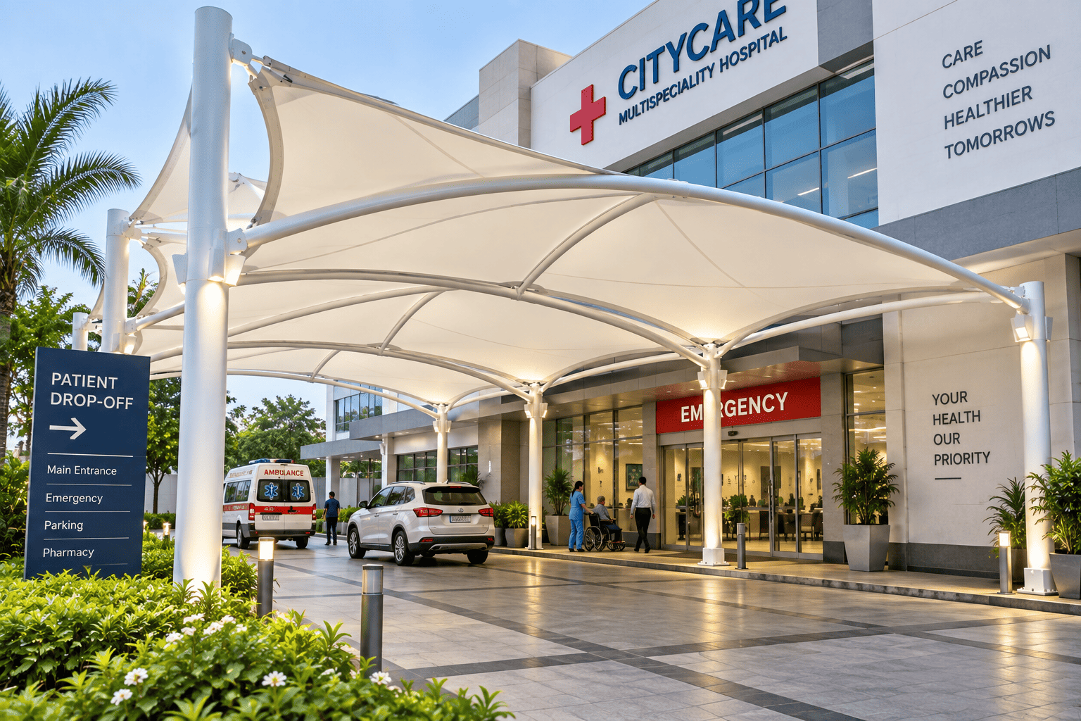 Hospitals tensile structure solution