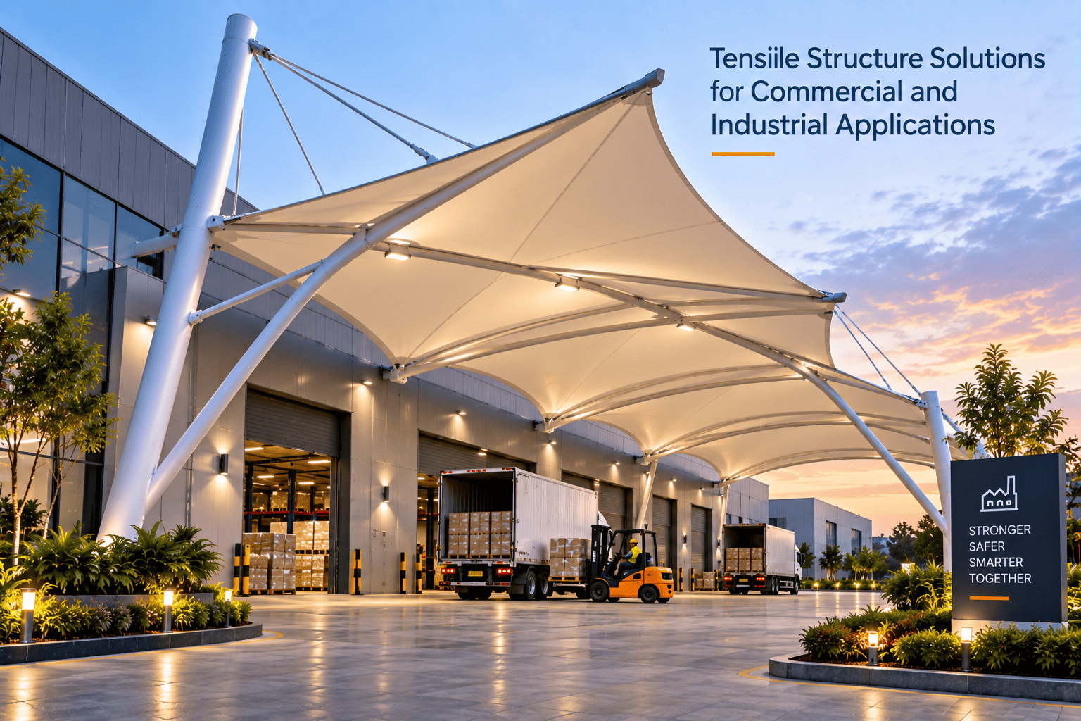 Tensile structure solutions for commercial and industrial applications
