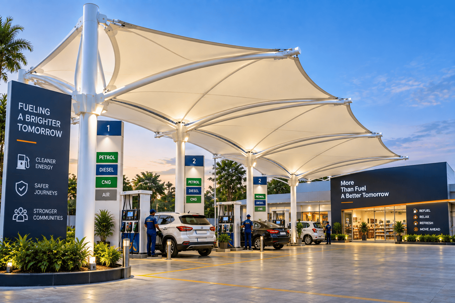 Petrol Pumps tensile structure solution
