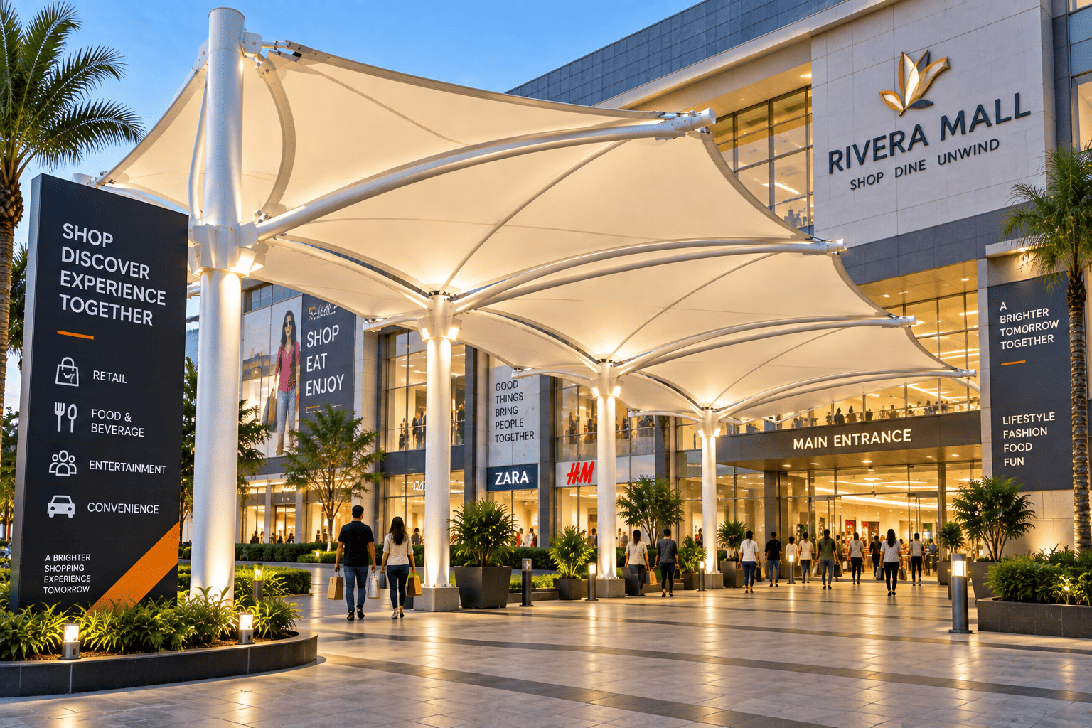 Shopping Malls tensile structure solution