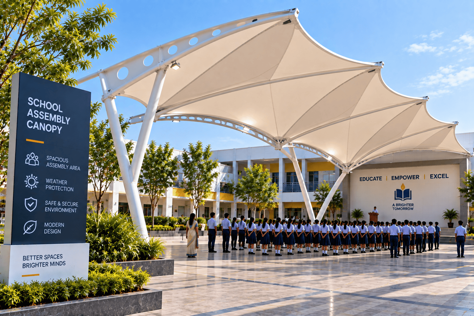 School Assembly Canopy tensile structure project