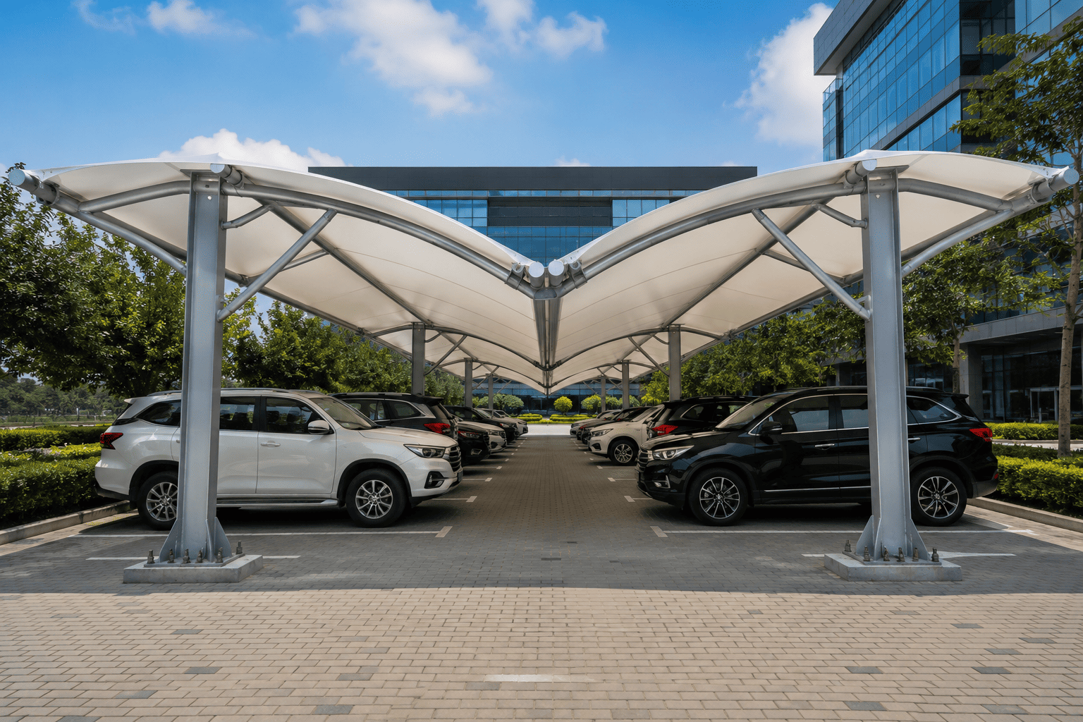 Cantilever Tensile Car Parking Structure