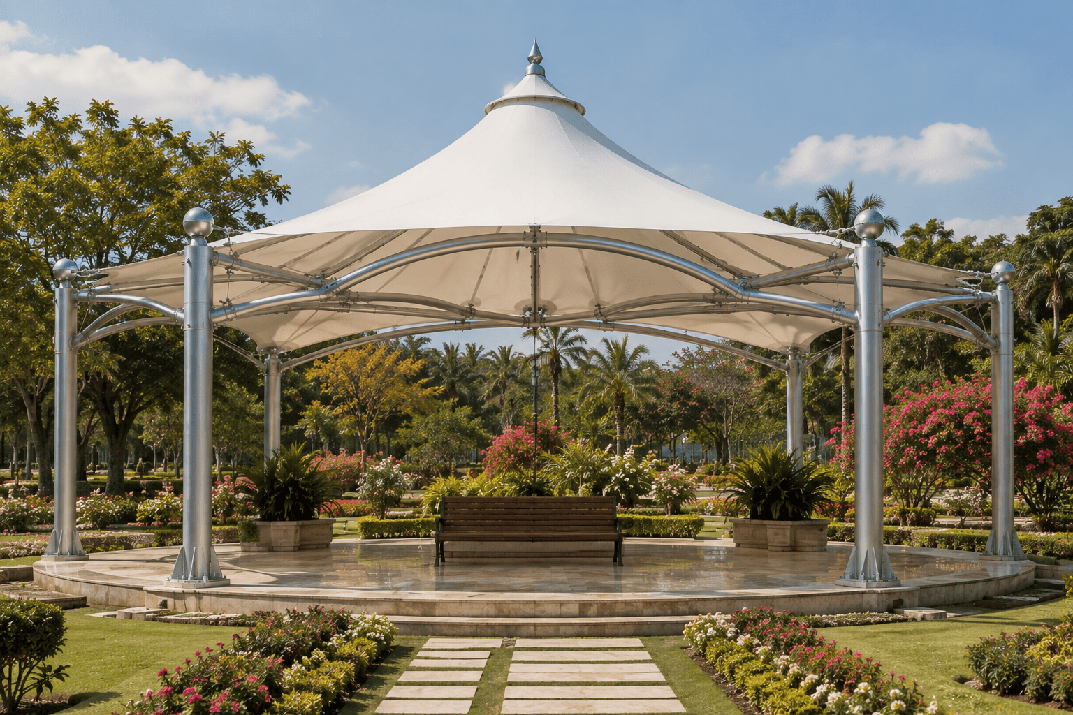 Resort Courtyard Gazebo tensile structure in Udaipur, Rajasthan
