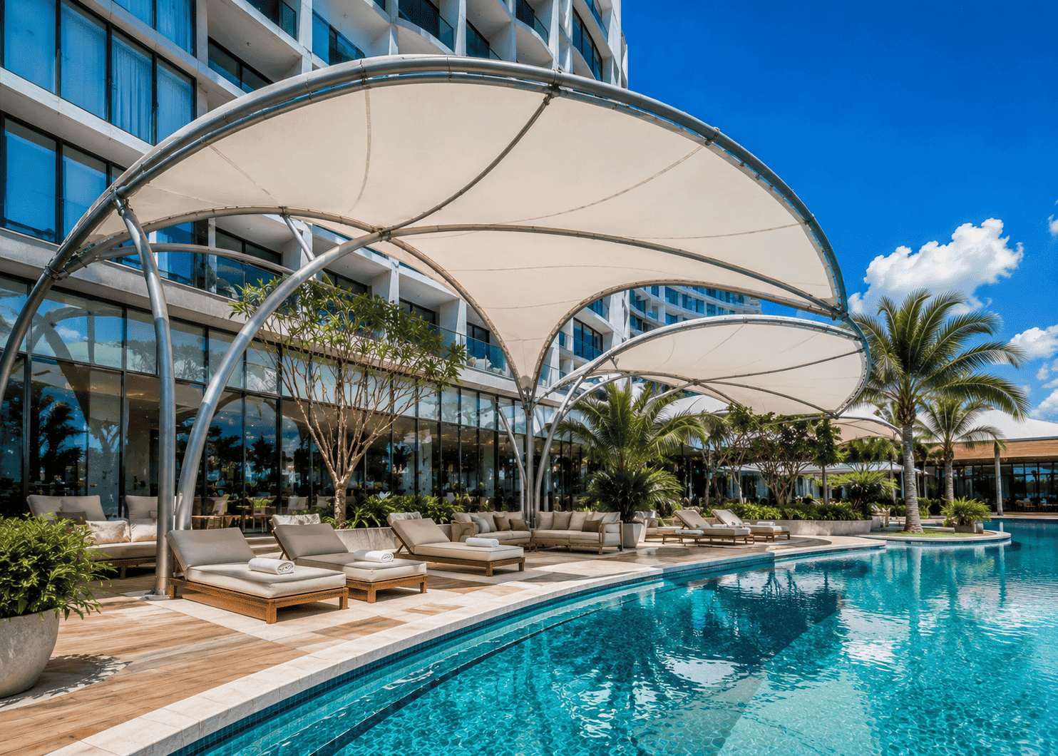 Resort Poolside Cabana tensile structure in Udaipur, Rajasthan